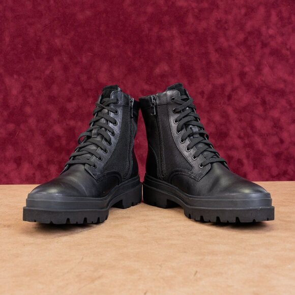 Vince Men Raider Black Leather Fabric Lace-up Zip Combat Boots sz 7.5US EUR40.5 main image 6